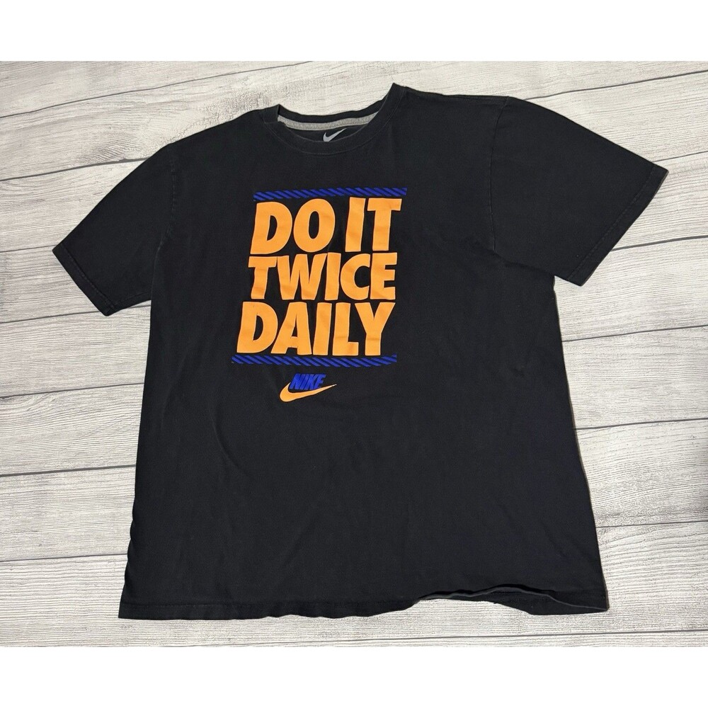 NIKE DO IT TWICE DAILY Mens T Shirt BLACK ORANGE  Size XL Rare HTF